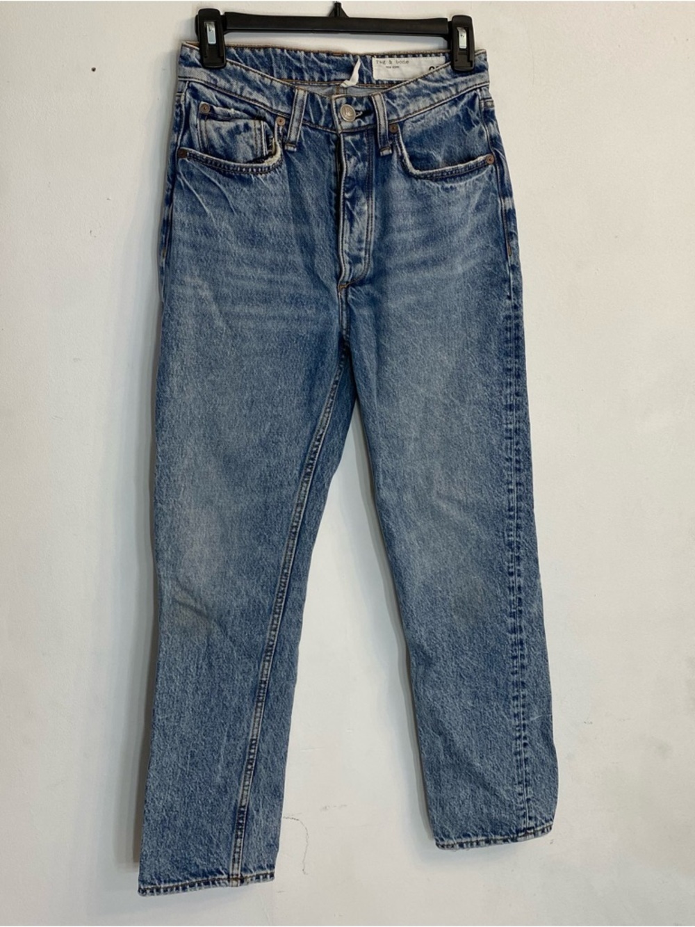 rag & bone Nina ankle cigarette High-Rise Straight Jeans in Light Blue Wash 25
